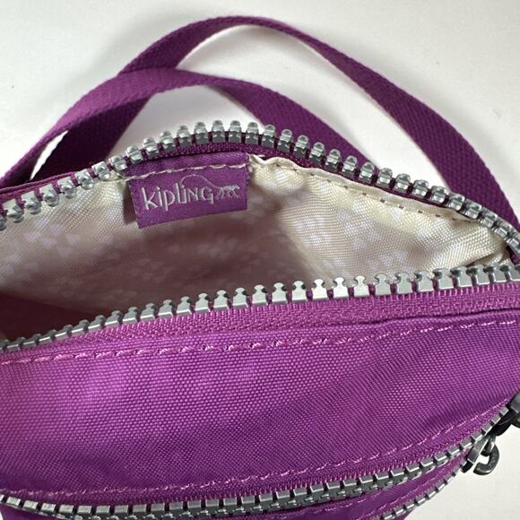 Kipling Purse Purple Garden Alvar XS Monkey Included Crossbody Adjust Strap NWT! - Picture 6 of 7
